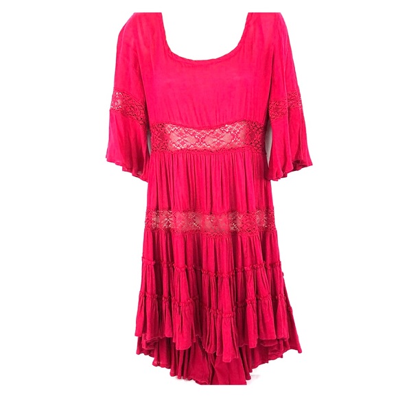 Free People Dresses & Skirts - Free People Dress Hi Lo Lace Detail Bell Sleeve